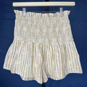 NWT En Saison Honore Stripe Shorts, Taupe, Size Small
